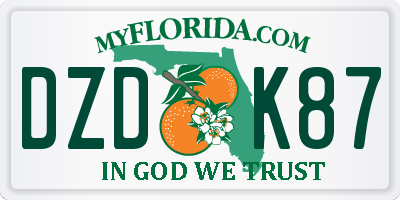 FL license plate DZDK87