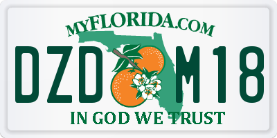 FL license plate DZDM18