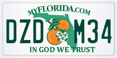 FL license plate DZDM34