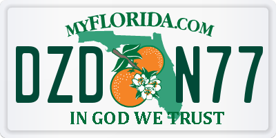 FL license plate DZDN77