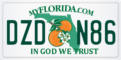 FL license plate DZDN86