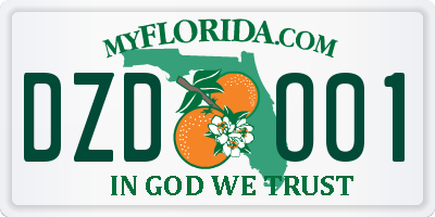 FL license plate DZDO01