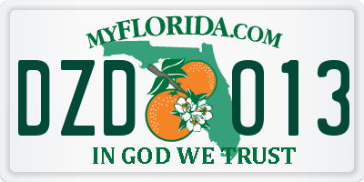 FL license plate DZDO13