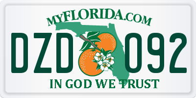 FL license plate DZDO92
