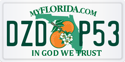 FL license plate DZDP53