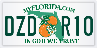FL license plate DZDR10