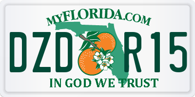 FL license plate DZDR15