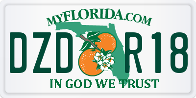 FL license plate DZDR18