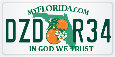 FL license plate DZDR34