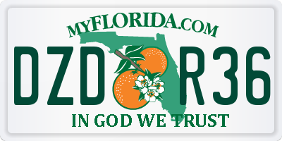 FL license plate DZDR36