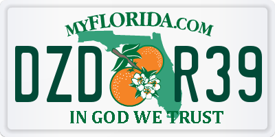 FL license plate DZDR39