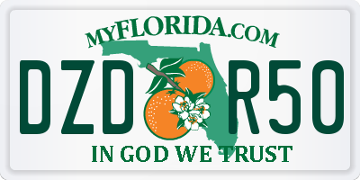 FL license plate DZDR50