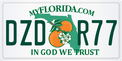 FL license plate DZDR77
