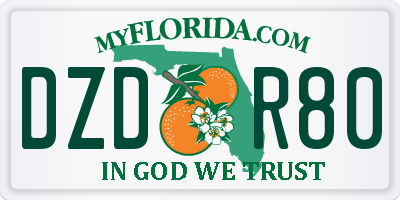 FL license plate DZDR80