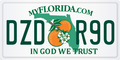 FL license plate DZDR90