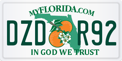 FL license plate DZDR92