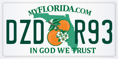 FL license plate DZDR93