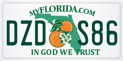 FL license plate DZDS86