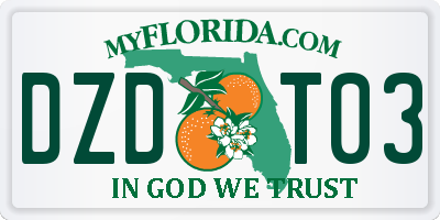 FL license plate DZDT03