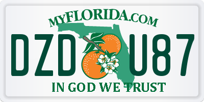 FL license plate DZDU87