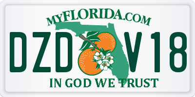 FL license plate DZDV18