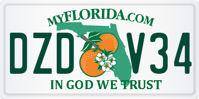 FL license plate DZDV34
