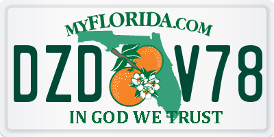 FL license plate DZDV78