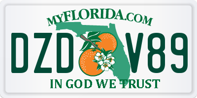 FL license plate DZDV89