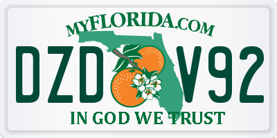 FL license plate DZDV92