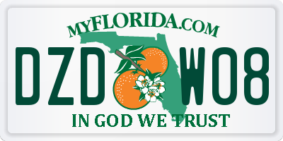 FL license plate DZDW08