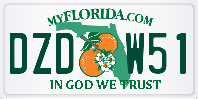 FL license plate DZDW51