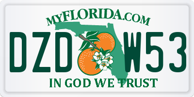 FL license plate DZDW53