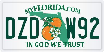 FL license plate DZDW92