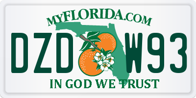 FL license plate DZDW93