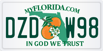 FL license plate DZDW98