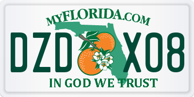 FL license plate DZDX08