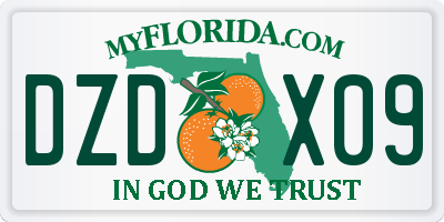 FL license plate DZDX09