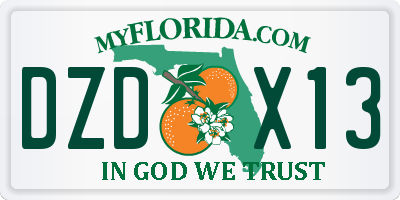 FL license plate DZDX13