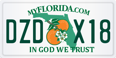 FL license plate DZDX18