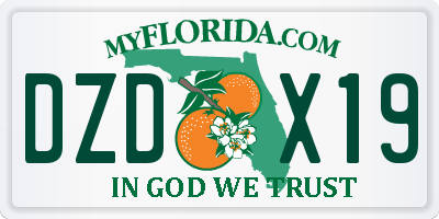 FL license plate DZDX19