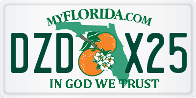 FL license plate DZDX25