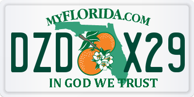 FL license plate DZDX29