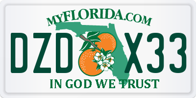 FL license plate DZDX33
