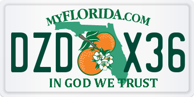 FL license plate DZDX36