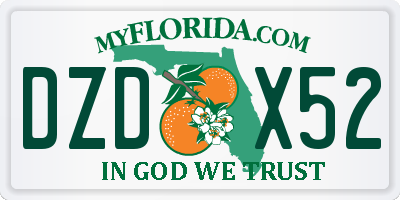 FL license plate DZDX52