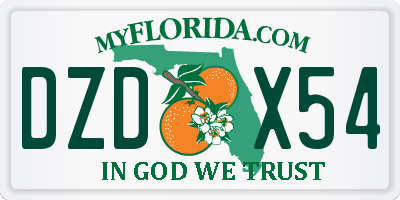 FL license plate DZDX54