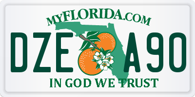 FL license plate DZEA90