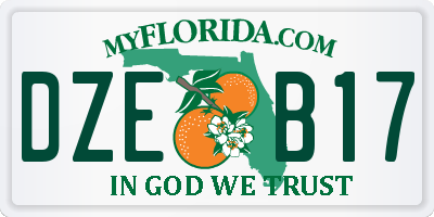 FL license plate DZEB17
