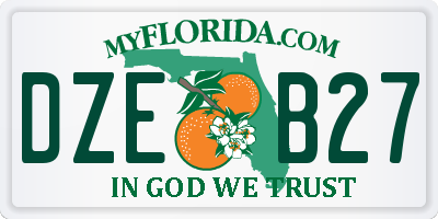 FL license plate DZEB27