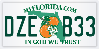 FL license plate DZEB33